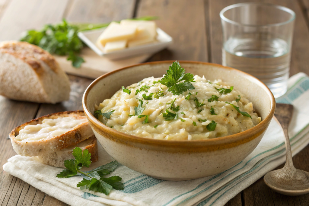 Comparison between creamy risotto and pasta Alfredo