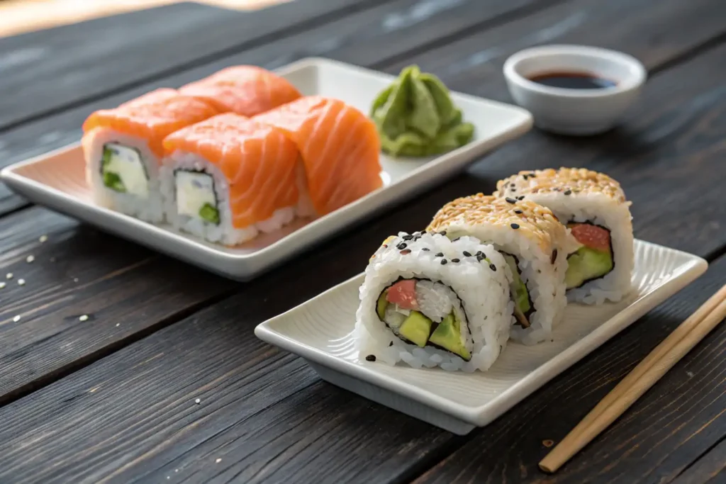 Comparison of a Boston Roll and Philadelphia Roll